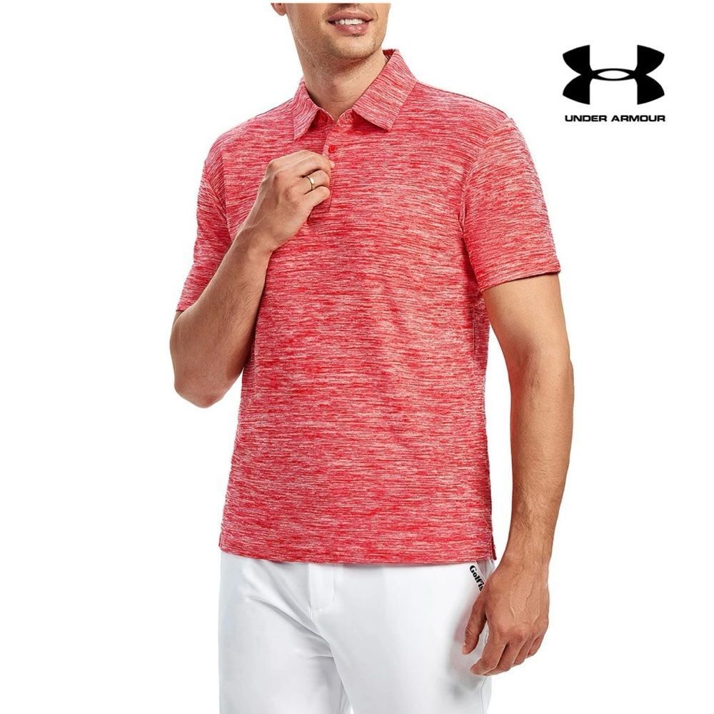 Under Armour Men's Red Heather HeatGear Loose Fit Athletic Golf Polo